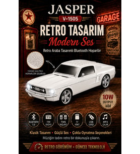 Jasper Jpr-1505 Beyaz 10w Bluetooth Hoparlörlü Retro Araba Tasarım – Fm Radyo, Usb, Tf Kart, Aux Ve