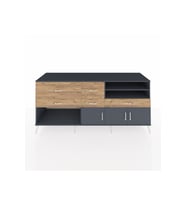 Kronos Konsol 4 Raflı 5 Çekmeceli 3 Kapaklı 220x59x99 Antrasit-Antrasit/Çam