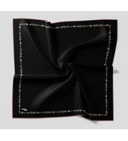 Bonjela Soft Eşarp Minimal Çiçek Desen Siyah Pudra