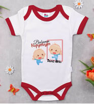 BK Kids Kişiye Özel Babamın Kopyasıyım Tasarımlı Kırmızı Bebek Body Zıbın-1