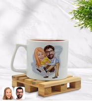 BK Gift Kişiye Özel Sevgililer Karikatürlü Middle Beyaz Kupa Bardak Model 102
