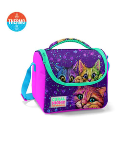 Coral High Kids Pembe Mor Kedi Desenli Thermo Beslenme Çantası 11732