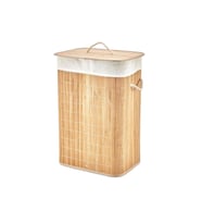 DİKDÖRTGEN BAMBU AHŞAP KİRLİ ÇAMAŞIR SEPETİ 40X30X60CM SEYYAR KAPAKLI İÇİ BEZLİ İP KULPLU (5343)