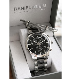 Daniel Klein İtalyan Tasarım Bilekli Hediyeli 2 Yıl Garantili Çelik Kordon Erkek Kol Saati Y14238.7 (Gümüş-Lacivert)