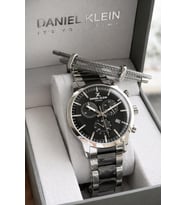 Daniel Klein İtalyan Tasarım Bilekli Hediyeli 2 Yıl Garantili Çelik Kordon Erkek Kol Saati Y14238.7 (Gümüş-Lacivert)