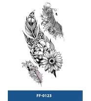 FF-123 ORTA BOY GÜL VE TÜY DESEN GEÇİCİ DÖVME-TATTO