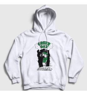 Presmono Unisex Beyaz Burnout Green Day Kapüşonlu Sweatshirt 395830tt