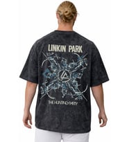 Linkin Park Rock Metal Müzik Grubu Sırt Baskılı Unisex Oversize Vintage Yıkamalı Tişört
