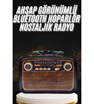 Northcity Nostaljik Görünümlü Ahşap Radyo TF SD USB Girişli Led Fener Işıklı