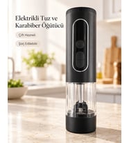 Lexroo 1. LED Ekranlı 900 mAh Bataryalı Şarj Edilebilir Tuz ve Karabiber Öğütücü