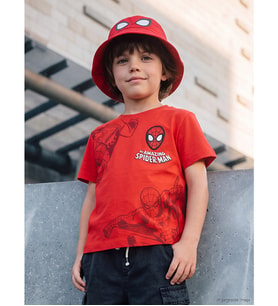 LCW Kids Kırmızı Spider-man Nakışlı Erkek Çocuk Tişört