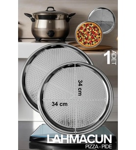 Çelik Delikli Pizza Tavası 34 Cm