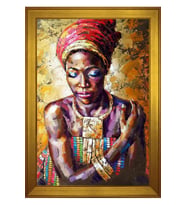 Kadın Motifli Kanvas Tablo 80 x 110 cm Gold Çerçeve