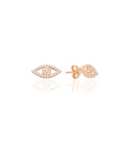 Gümüş rose zirkon taşlı ışıldayan göz küpe SGTL12716ROSE