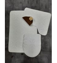 Ultrasoft Desenli Krem 3’lü Banyo Paspası Halısı Seti Kaymaz Tabanlı Yıkanabilir