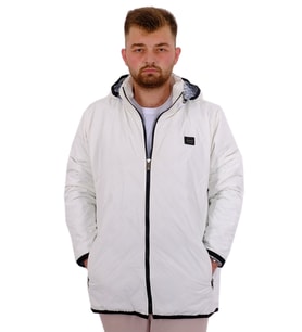 Mode XL Erkek Büyük Beden Kalın Kapitone Mont Çıkarılabilir Kapüşonlu U24602 Beyaz