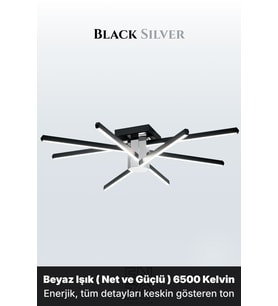 Nova 8 Silver 4000K LED Tavan Avize – Kumandalı Dim Edilebilir – Aşağı Işık