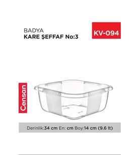 Kare Şeffaf Badya 1 Adet 3 No Royaleks-E166