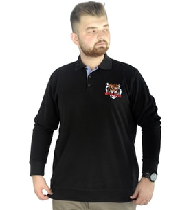 Mode XL Erkek Uzun Kol Polo Wild Soul Waffle 22449 Siyah