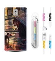 Samsung Note 3 4 5 8 9 20 Ultra 10 Lite Kılıf Kablo Koruma Spiral Silikon Kız ve Kedi 1762
