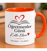 Öğretmenler Gününe Özel Porselen Turuncu Nescafe Fincanı
