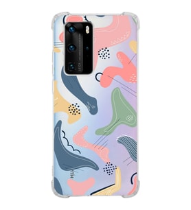 Huawei P40 Pro Uyumlu Köşe Korumalı Antişok Kapak Abstract Tasarımlı Şeffaf Silikon Kılıf