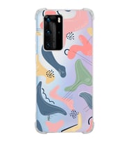 Huawei P40 Pro Uyumlu Köşe Korumalı Antişok Kapak Abstract Tasarımlı Şeffaf Silikon Kılıf