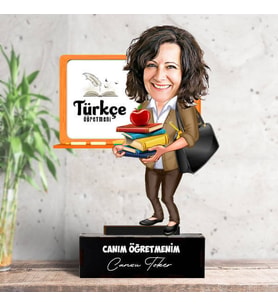 Kadın Türkçe Öğretmenlerine Hediye Karikatürlü Biblo