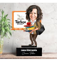 Kadın Türkçe Öğretmenlerine Hediye Karikatürlü Biblo