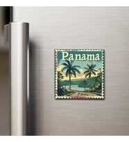 Panama Panama - Posta Pulu Temalı Ülke - Baskılı Buzdolap Magneti Kare - 9x9 cm