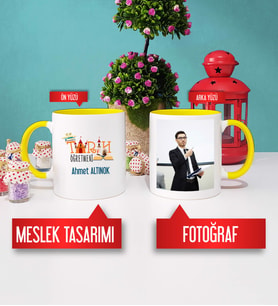 Tarih Öğretmeni Kupa Bardak Sarı Fotoğraflı