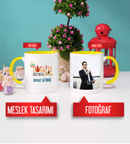 Tarih Öğretmeni Kupa Bardak Sarı Fotoğraflı