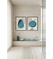 Soyut Modern Geometrik 2'li Ahşap Çerçeveli Tablo Seti