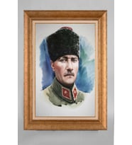 Altın Varaklı Paspartulu Çerçeveli Atatürk Tablo nt1246