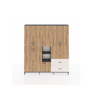 Arges Dolap 12 Raflı 2 Çekmeceli Tek Askılı 220x30x243 Antrasit-Çam/Aytaşı