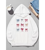 Unisex Renkli Kurdele Baskılı kapüşonlu Sweatshirt (Beyaz)