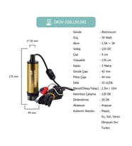 KIZILIRMAK 12 VOLT ALÜMİNYUM DALGIÇ TİPİ SIVI AKTARMA POMPASI (FİLTRELİ + ARAPUARLI)