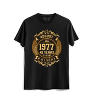Vintage Gold Awesome Series August 1977 Siyah Tshirt