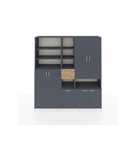 Hyperion Dolap 17 Raflı 2 Çekmeceli 7 Kapaklı 220x44x243 Antrasit-Antrasit/Çam