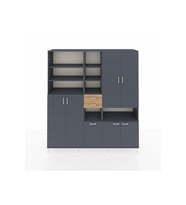 Hyperion Dolap 17 Raflı 2 Çekmeceli 7 Kapaklı 220x44x243 Antrasit-Antrasit/Çam
