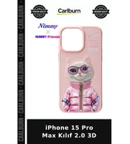 iPhone 15 Pro Max Kılıf 2.0 3D Telefon Kılıfı Yumuşak Doku Kedi Figürlü