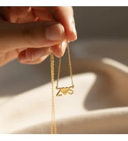 Kişiye Özel 925 Ayar Gümüş Minimalist Çift Harf Kolye (Gold)
