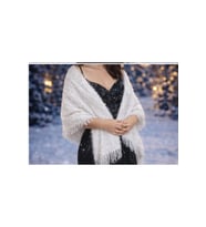 Mandaş Style El Dokuma Angora Bayan Şalı-Beyaz