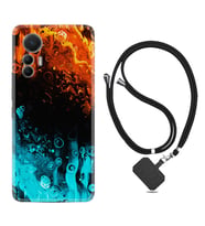 Xiaomi 12 Lite Kılıf Silikon Boyun Askılı İpli Desenli Silikon Orange Blue Color 1665