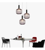 Rsylight Retro Metal  Siyah Füme Opal Camlı 3 Lü Dekoratif Sarkıt
