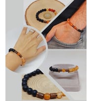 Bal Akik & Oniks Taşı 8mm Unisex Tasarım Bileklik Hawaii Model (24015)