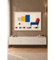 Bauhaus Koltuk Renk Blokları Ahşap Çerçeveli Duvar Tablosu