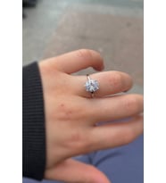 Gümüş oval 2 carat taşlı yüzük (Beyaz)