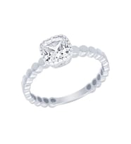 Diamond Line-Gülaylar Beyaz Altın 14 Ayar Baget Taşlı Yüzük