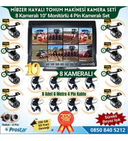 Mibzer için 8 Kameralı 10 inç Sekize Bölen Monitör Kayıtlı 256 Gb Sd Kart Destekli